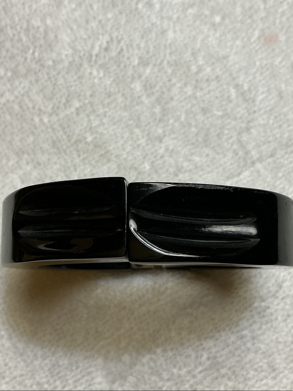 Carved Black Bakelite clamper Bracelet